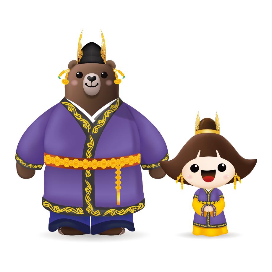 백제복 입은 고마곰과 공주 이미지